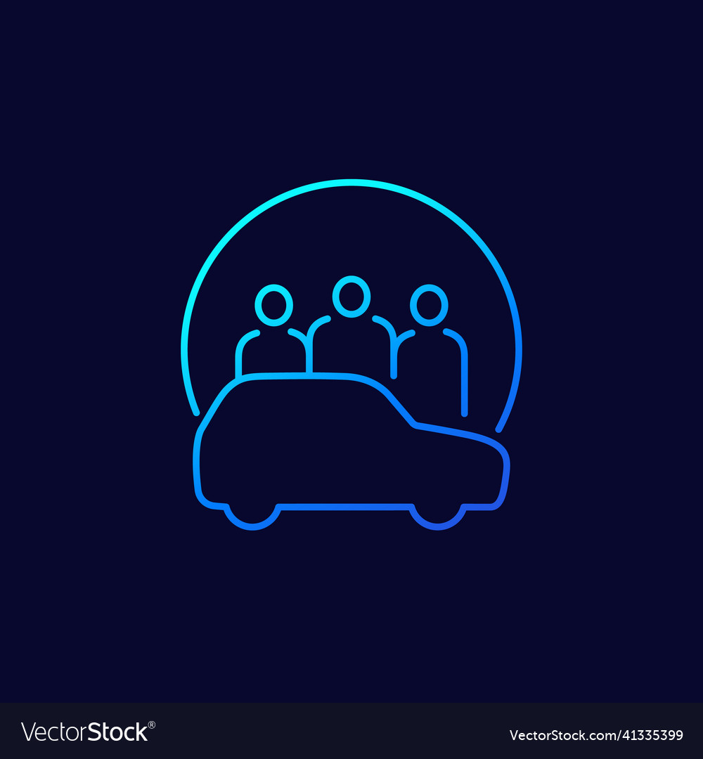 Carsharing carpooling line icon