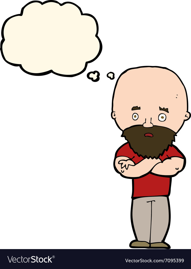 Cartoon shocked bald man with beard with thought Vector Image Cartoon shocked bald man with beard with thought Vector Image