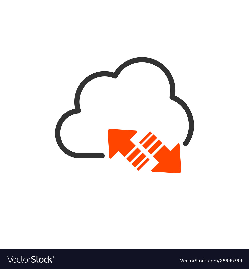 Cloud upload and download or sync linear icon vector image Cloud upload and download or sync linear icon
