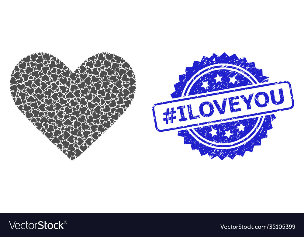 Distress hashtag iloveyou seal stamp and recursive