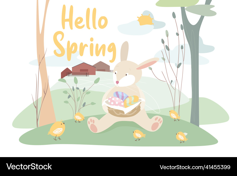 Hello spring concept background Royalty Free Vector Image