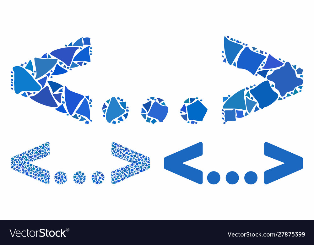 Inline code mosaic icon bumpy items vector image Inline code mosaic icon bumpy items