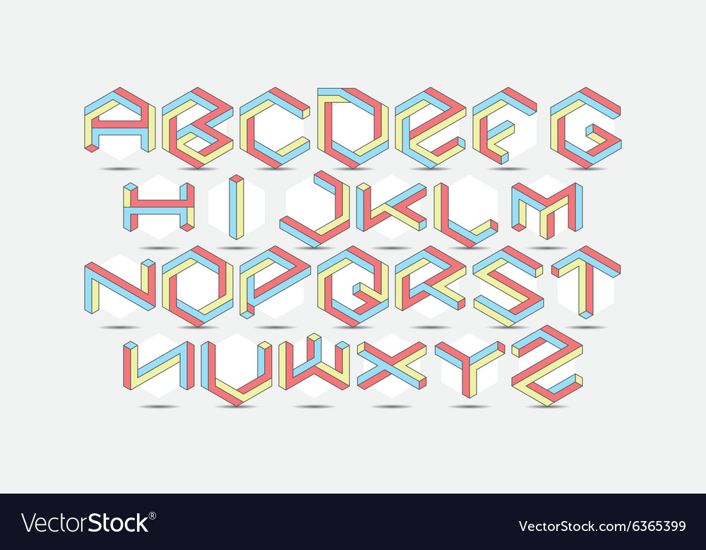 Isometric Hexagon Font Set