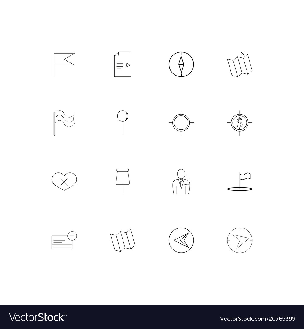 Maps and navigation linear thin icons set