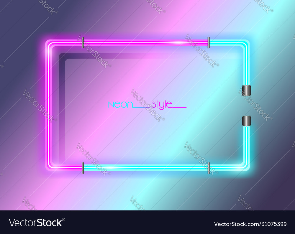 Neon frame background double color colorful Vector Image