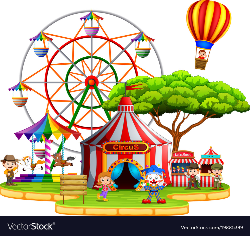 People having fun in circus Royalty Free Vector Image