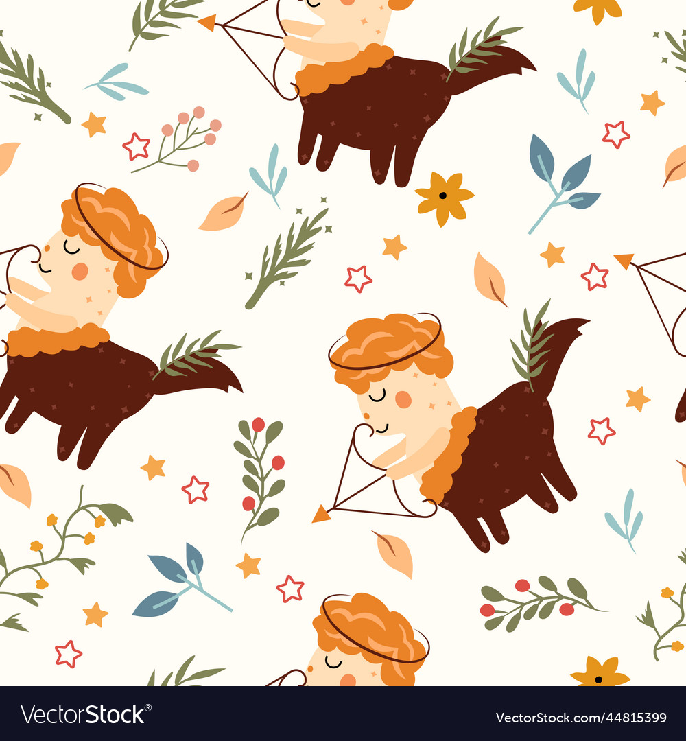 Seamless patterns with sagittarius colorful vector image Seamless patterns with sagittarius colorful
