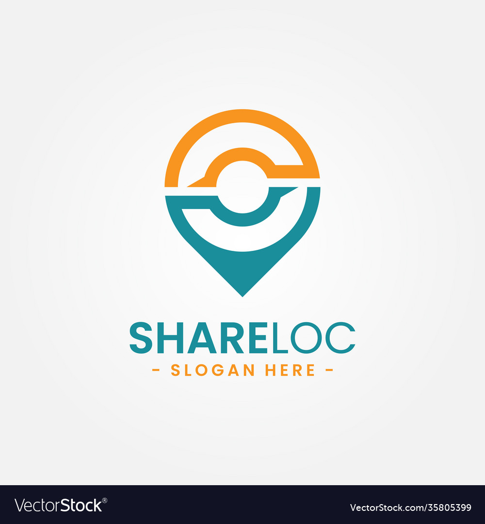 Share location logo design template map pointer vector image Share location logo design template map pointer