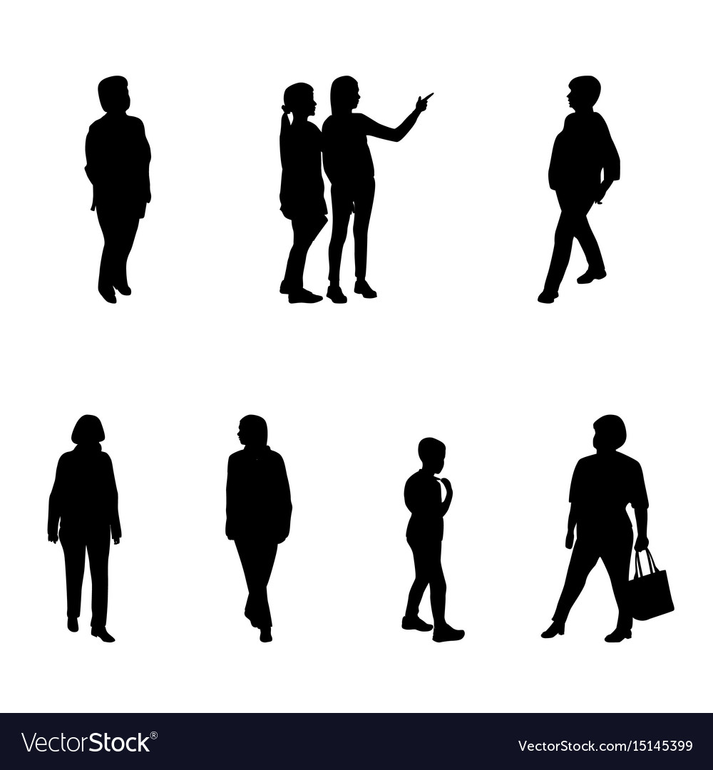 Silhouetted People Walking
