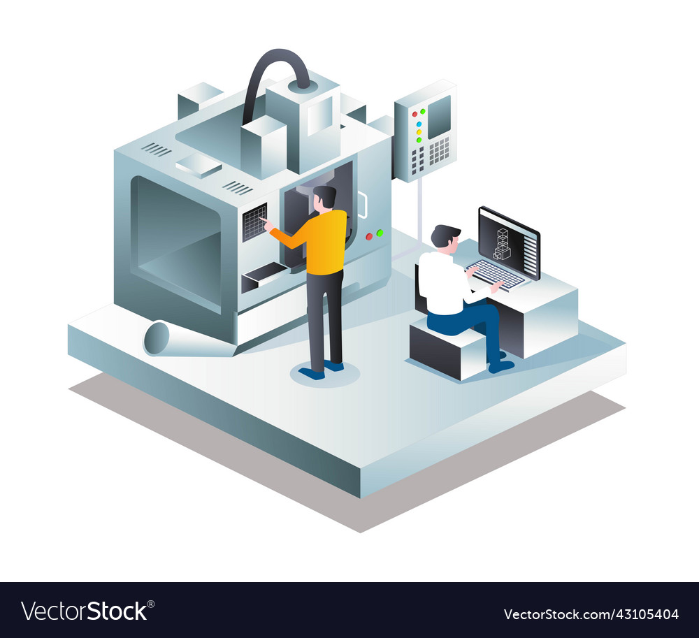 3d designer and cnc machine operator Royalty Free Vector