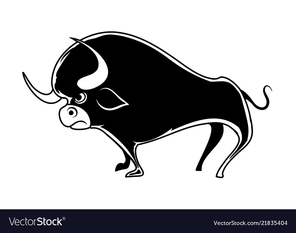 Cartoon black bull