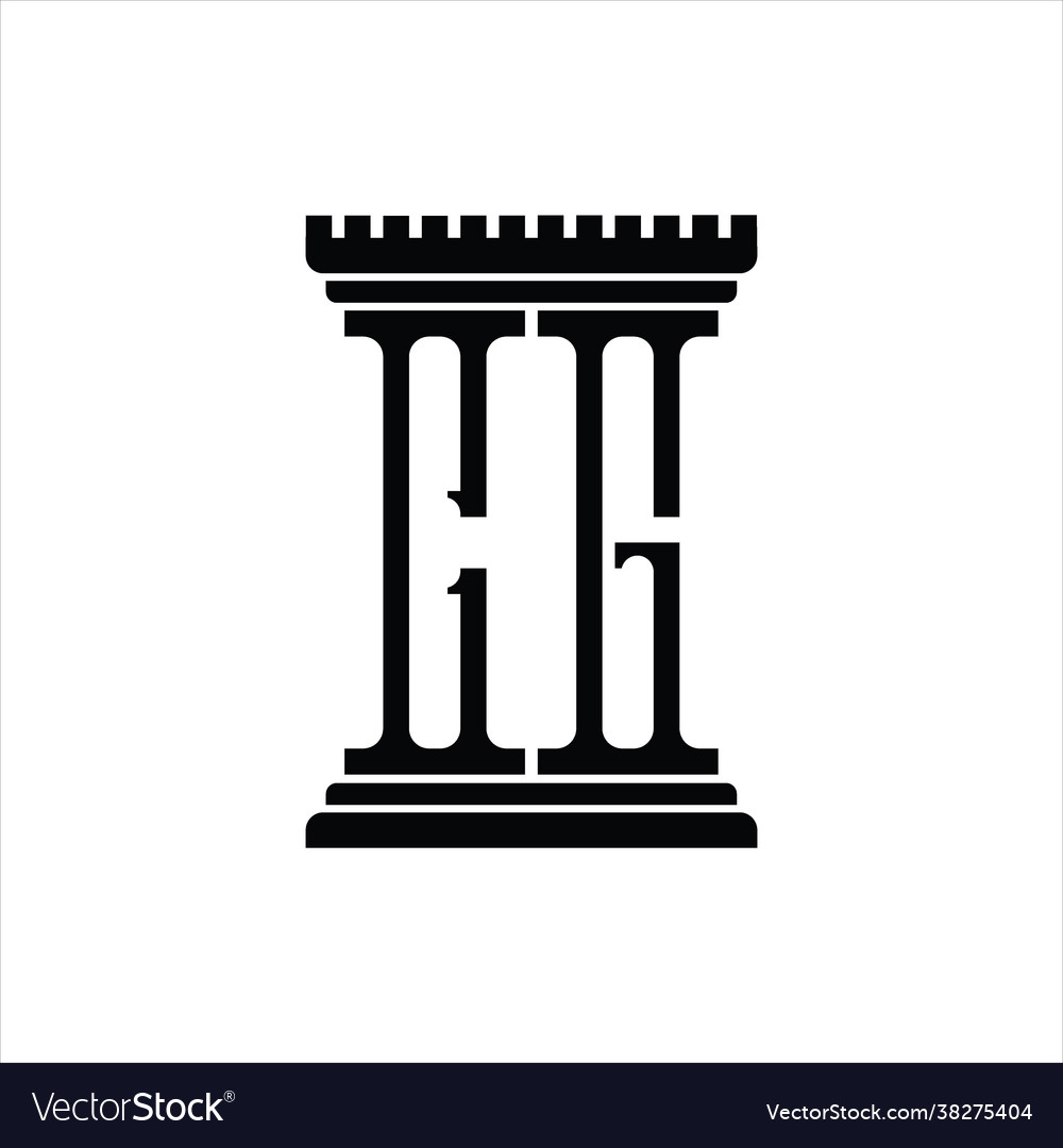 Cg logo monogram with pillar shape design template