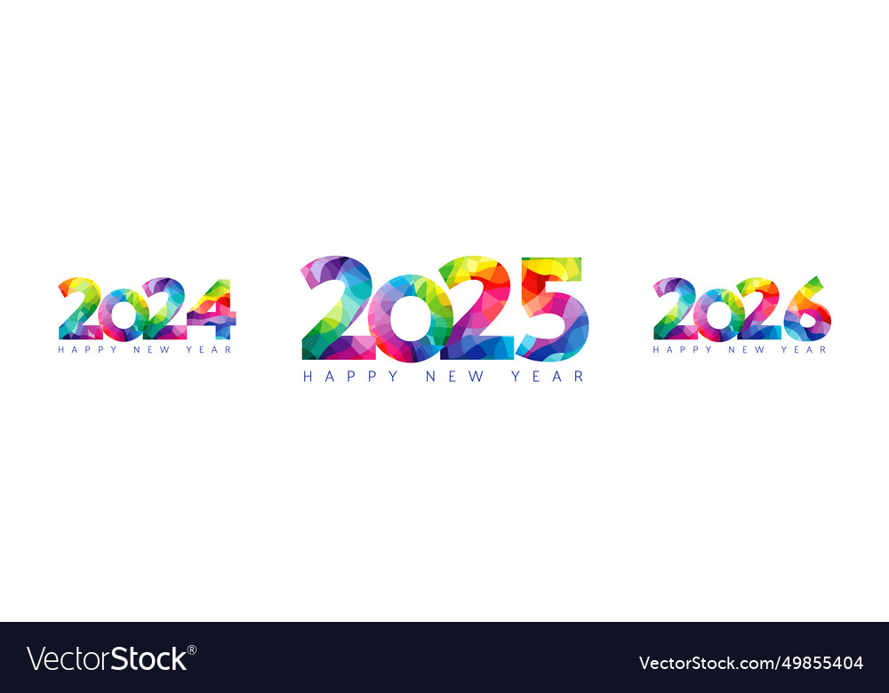 Colored facet set 2024 2025 2026 logo Royalty Free Vector