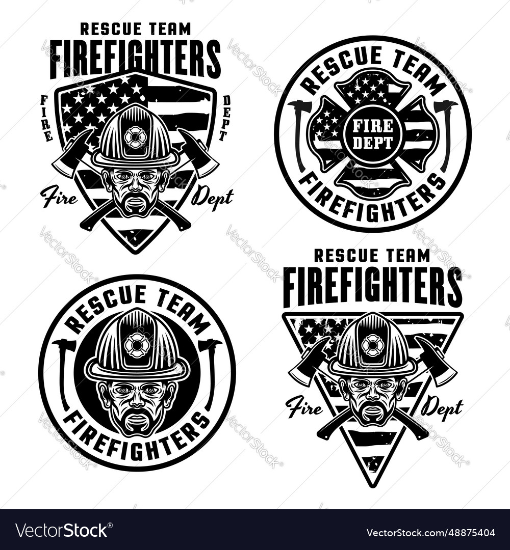 Firefighters set of emblems logos badges Vector Image