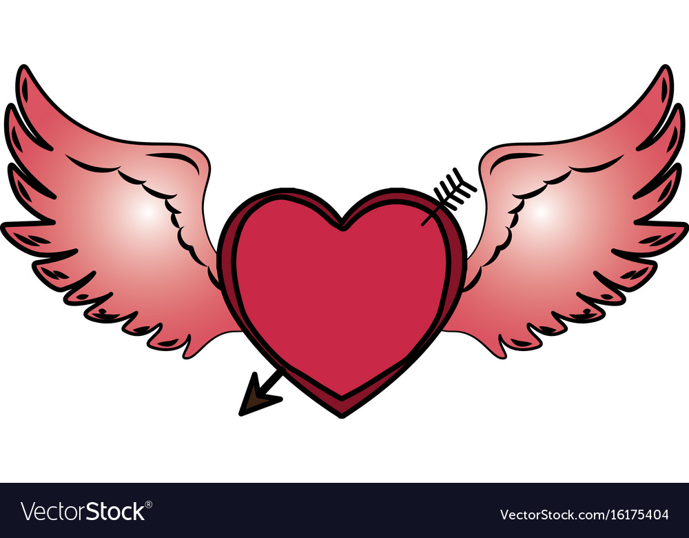 Heart love with wings Royalty Free Vector Image