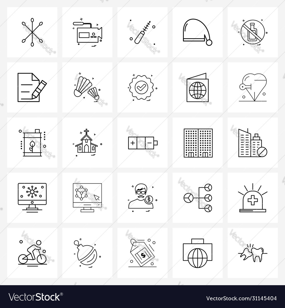 Isolated symbols set 25 simple line icons