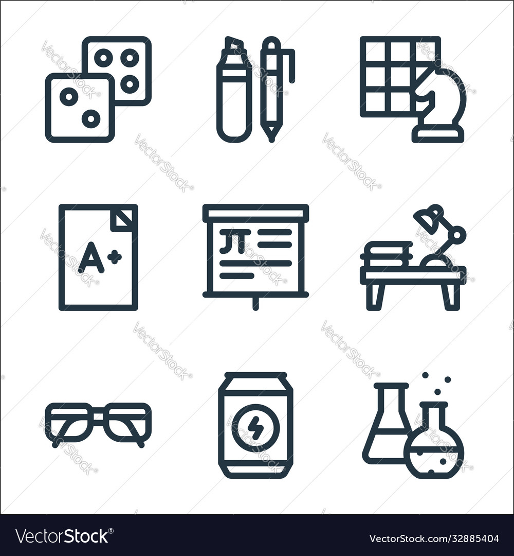 Nerd line icons linear set quality vector image Nerd line icons linear set quality