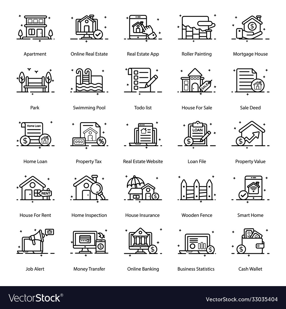 Immobilienlinien-Icons-Pack