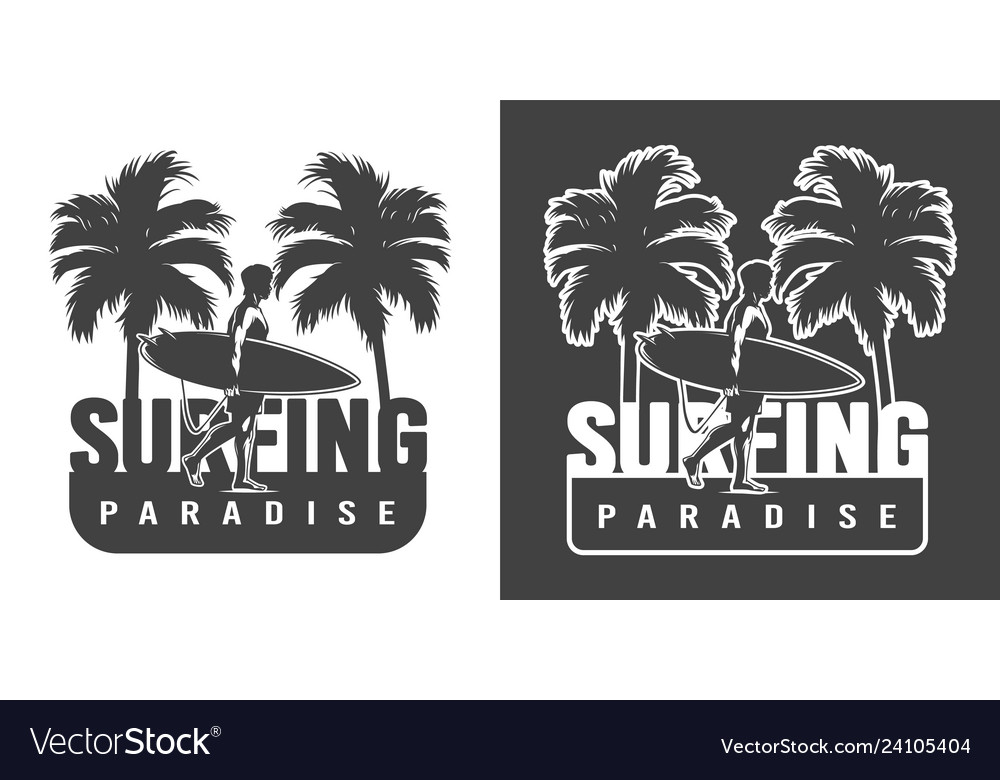 Vintage surfing monochrome logo Royalty Free Vector Image