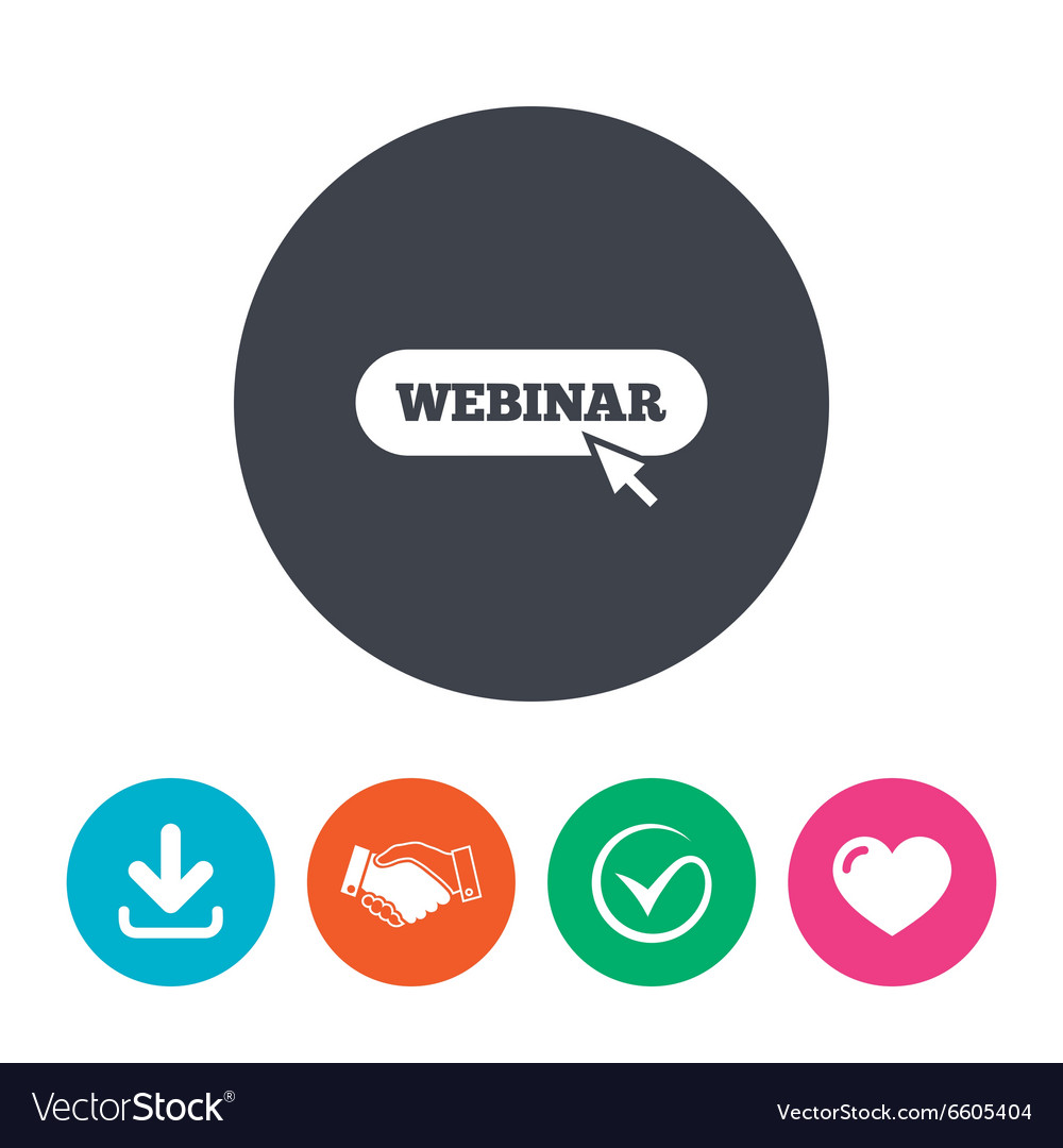 Webinar with cursor pointer sign icon web study