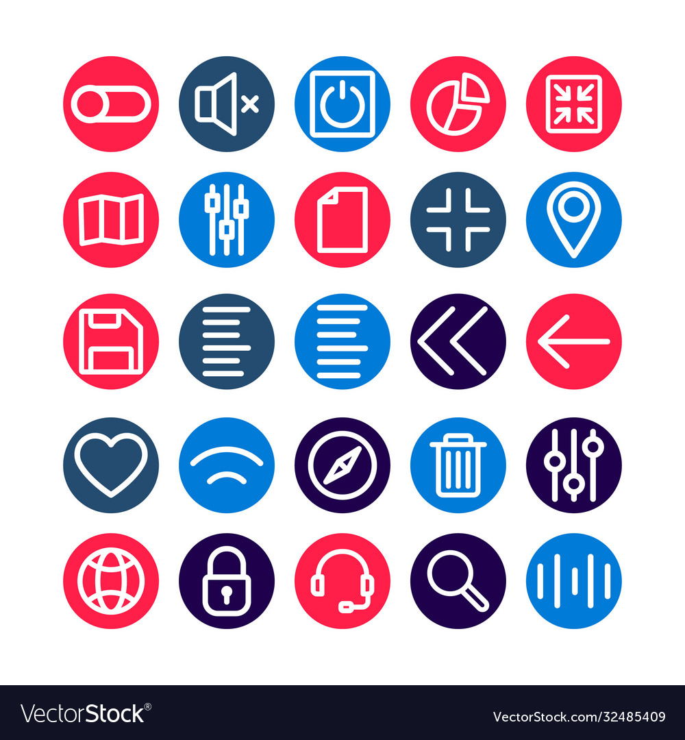 App user interface bold outline icons set