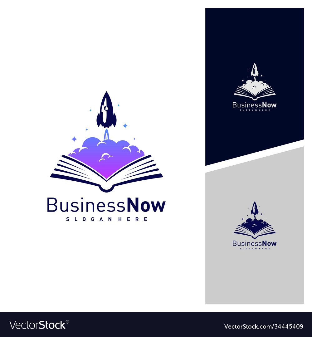 Book with rocket logo design template Royalty Free Vector
