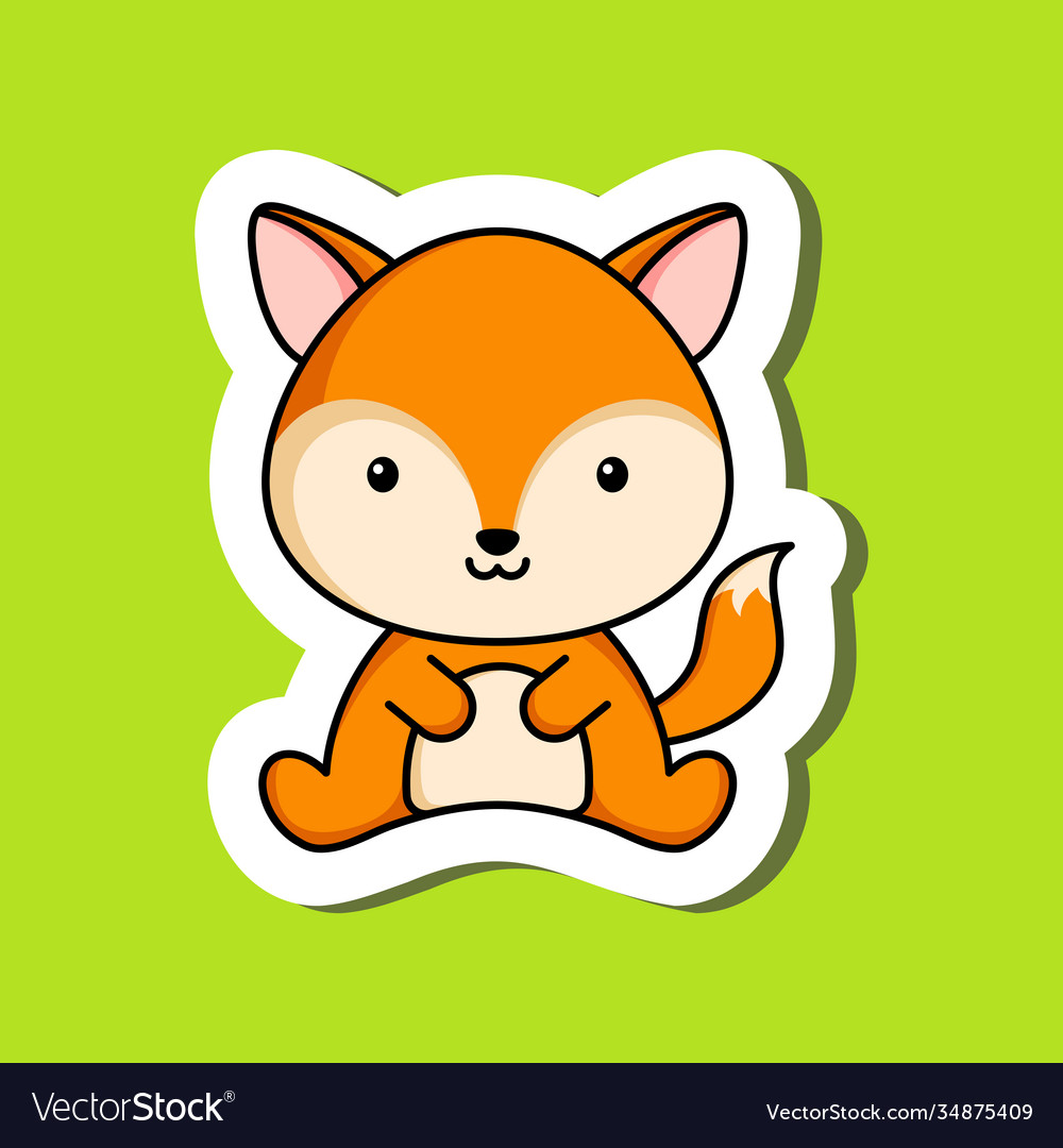 Cute cartoon sticker little fox logo template