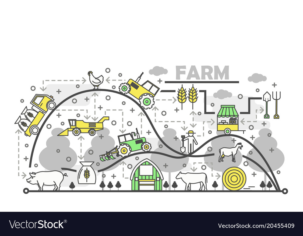 Farming concept flat line art