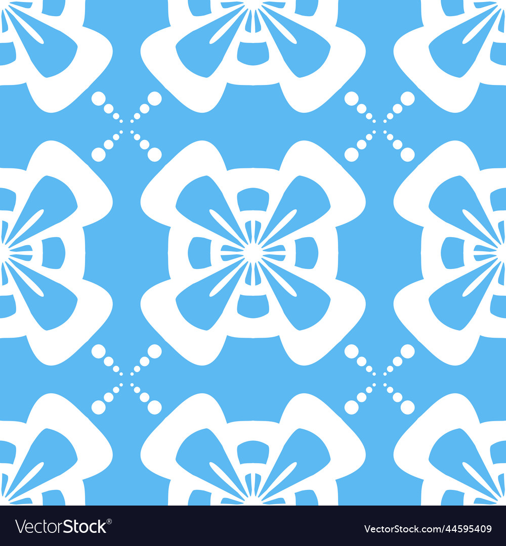 Floral seamless pattern on blue background