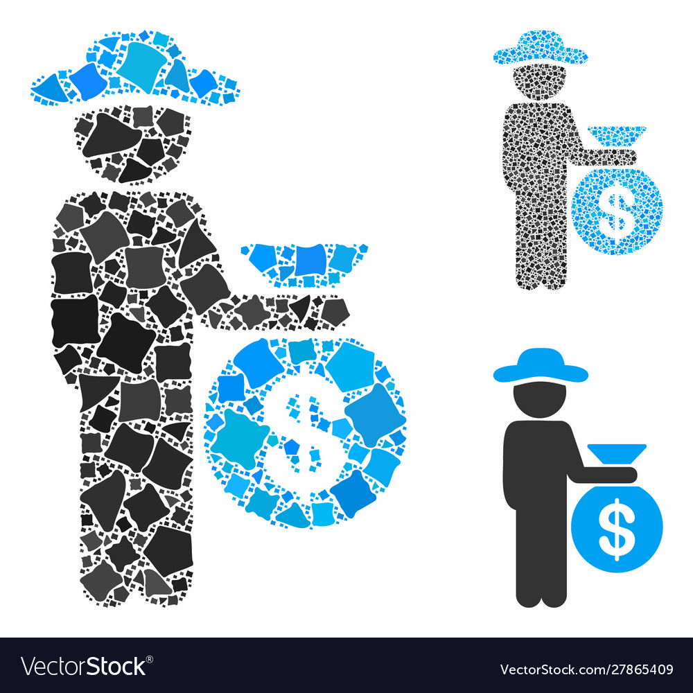 Gentleman investor mosaic icon uneven elements