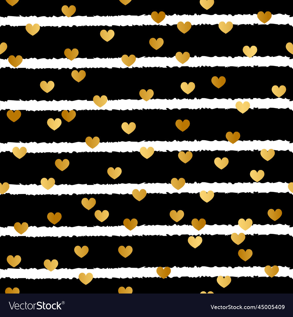 Gold heart pattern design on black background