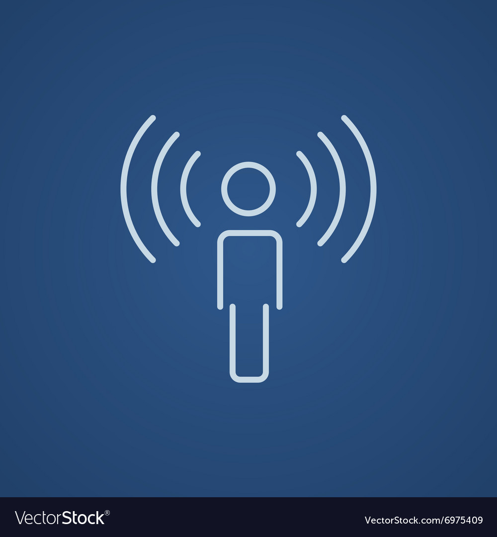 Man with soundwaves line icon