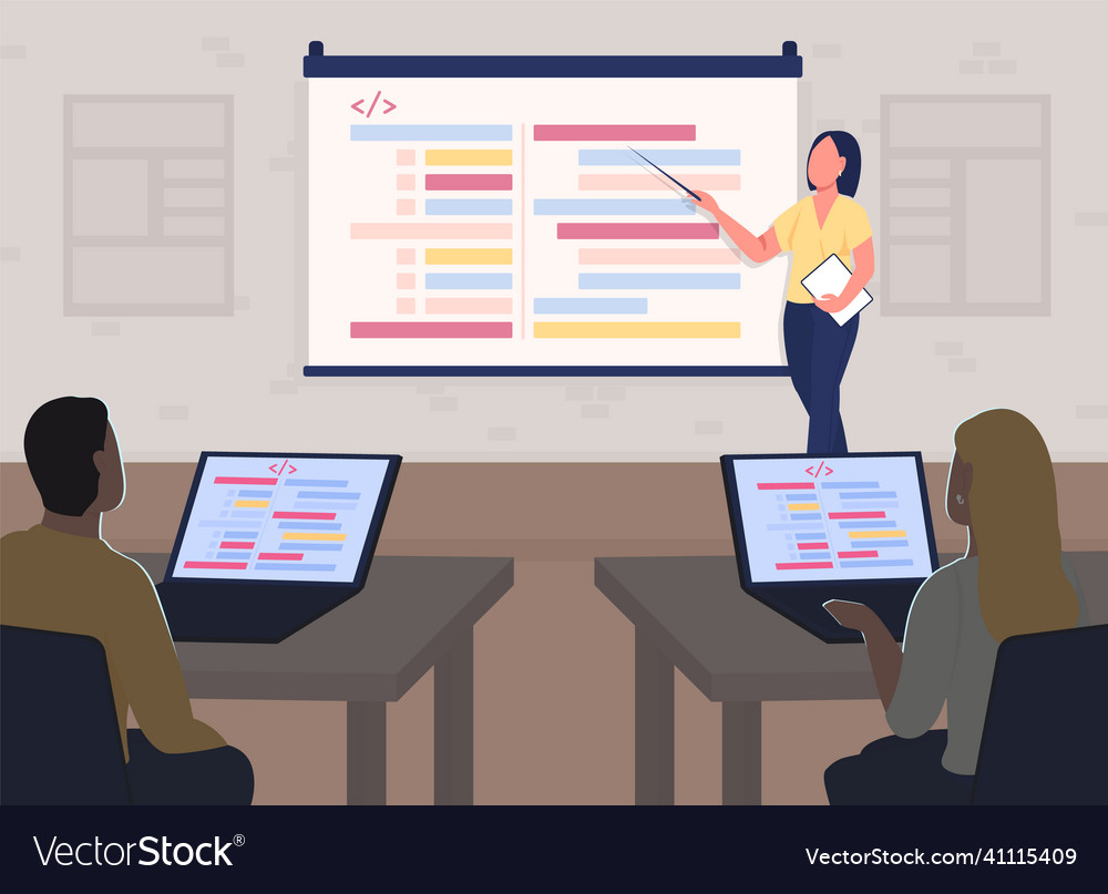 Programming course class flat color