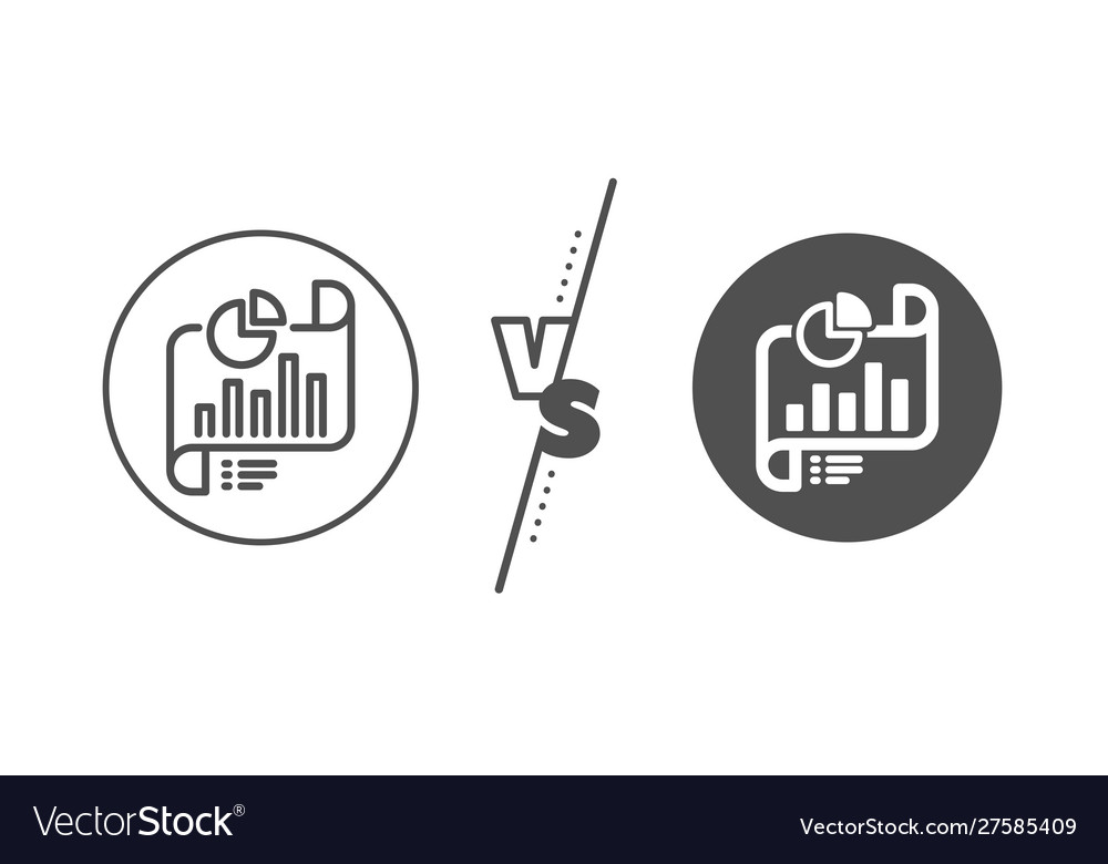 Report document line icon column graph sign vector image Report document line icon column graph sign