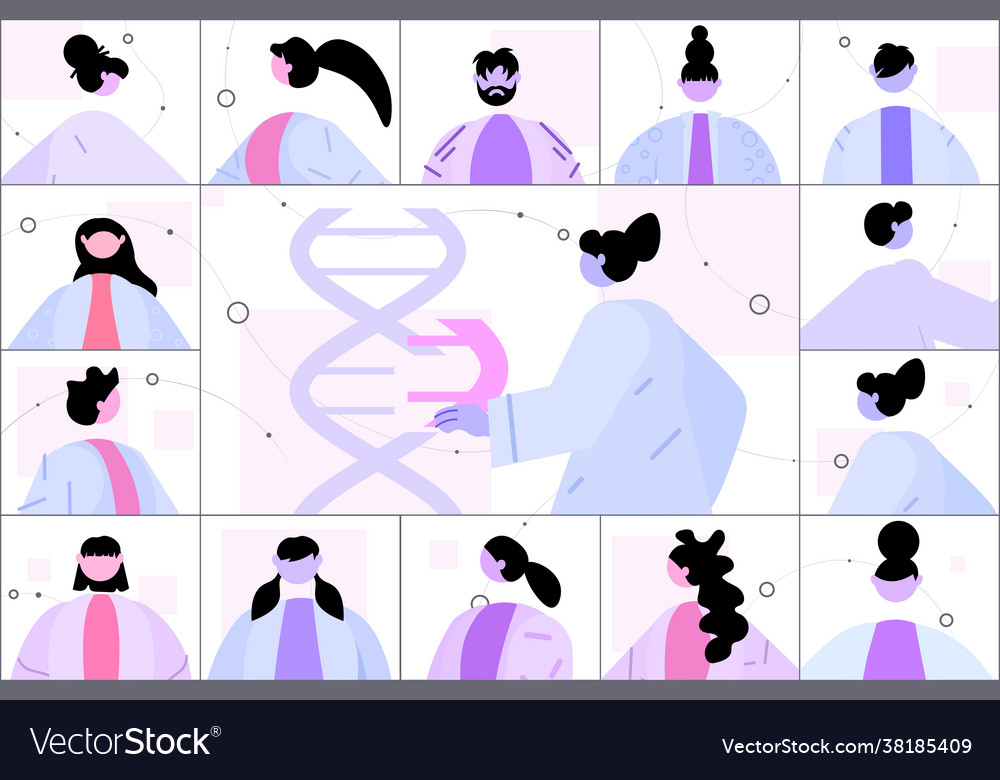 Scientist analyzing dna structure in web browser vector image Scientist analyzing dna structure in web browser
