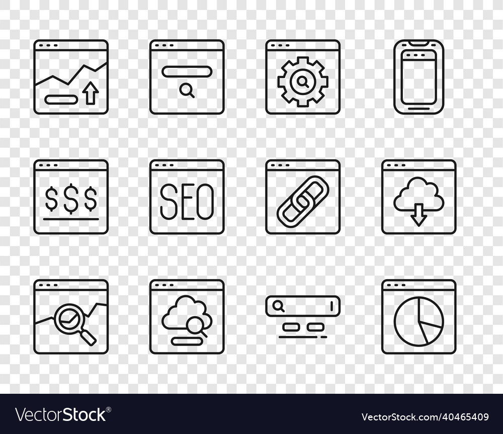 Set line website with stocks market graph chart vector image Set line website with stocks market graph chart
