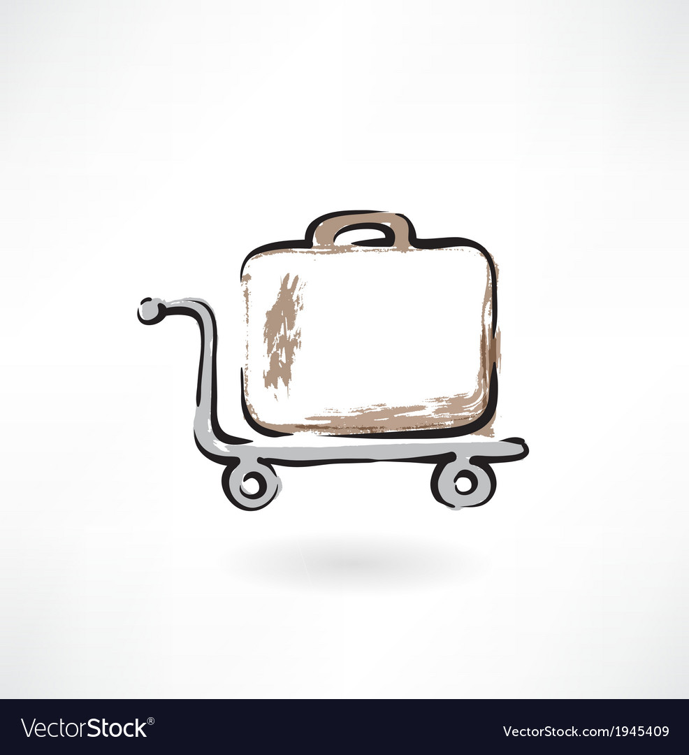 Suitcase on wheels grunge icon