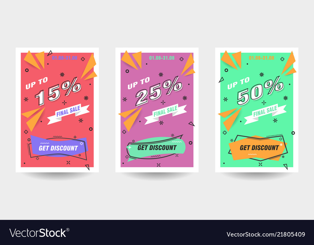 Trendy flat geometric banner set vector image Trendy flat geometric banner set