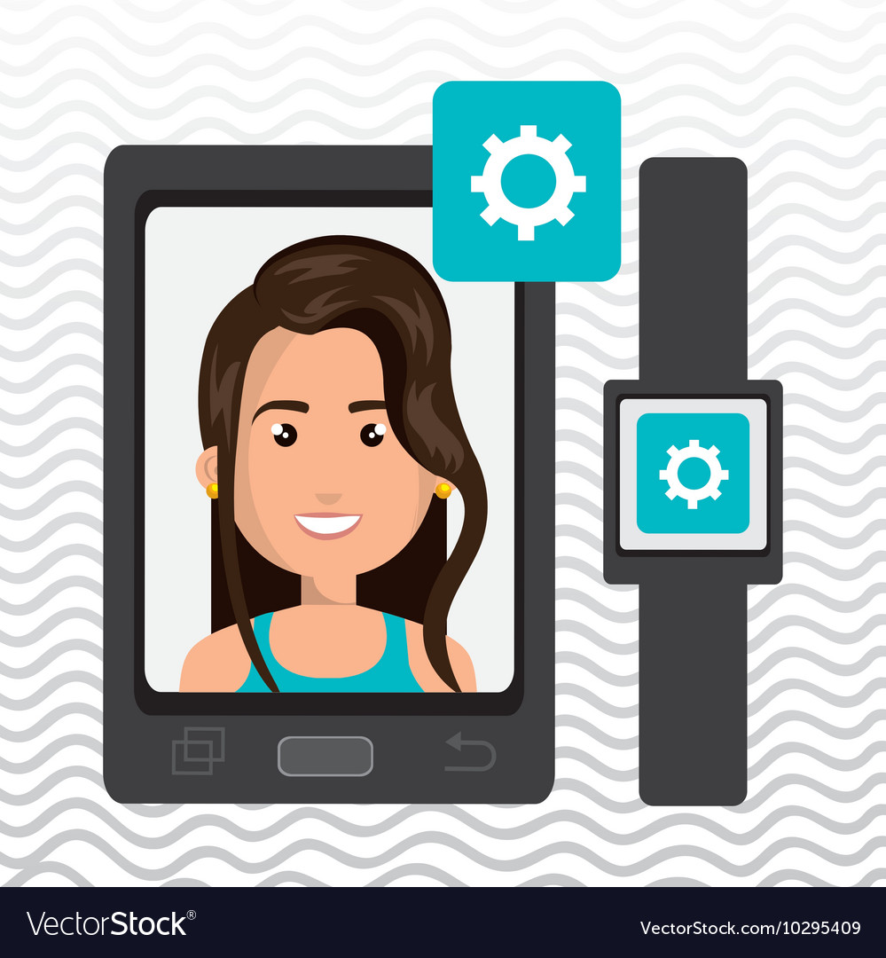 woman on the screeen of a smarthone design vector image