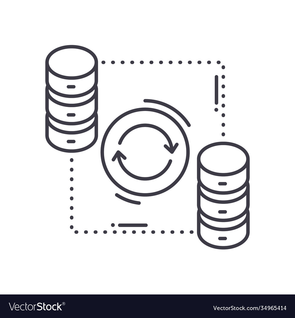 Data synchronization icon linear isolated vector image Data synchronization icon linear isolated