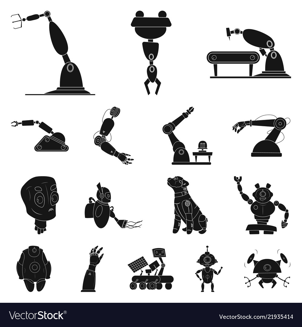 Design of robot and factory icon set vector image Design of robot and factory icon set
