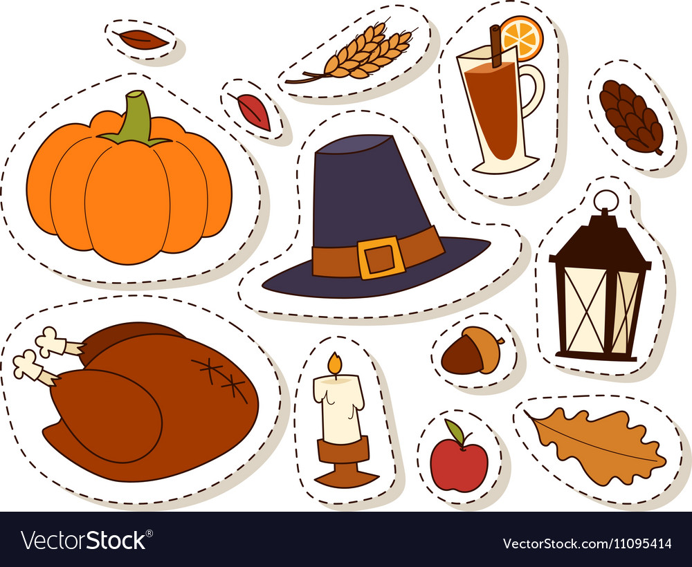 Happy thanksgiving day set Royalty Free Vector Image