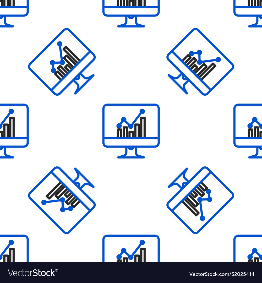 Line computer monitor with graph chart icon vector image Line computer monitor with graph chart icon
