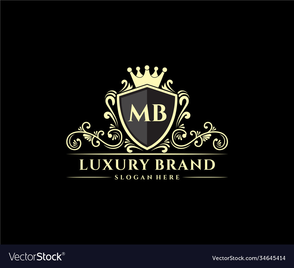 Mb initial letter gold calligraphic feminine Vector Image
