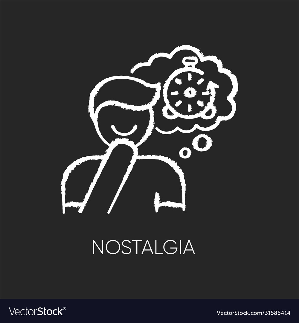 Nostalgia chalk white icon on black background vector image Nostalgia chalk white icon on black background