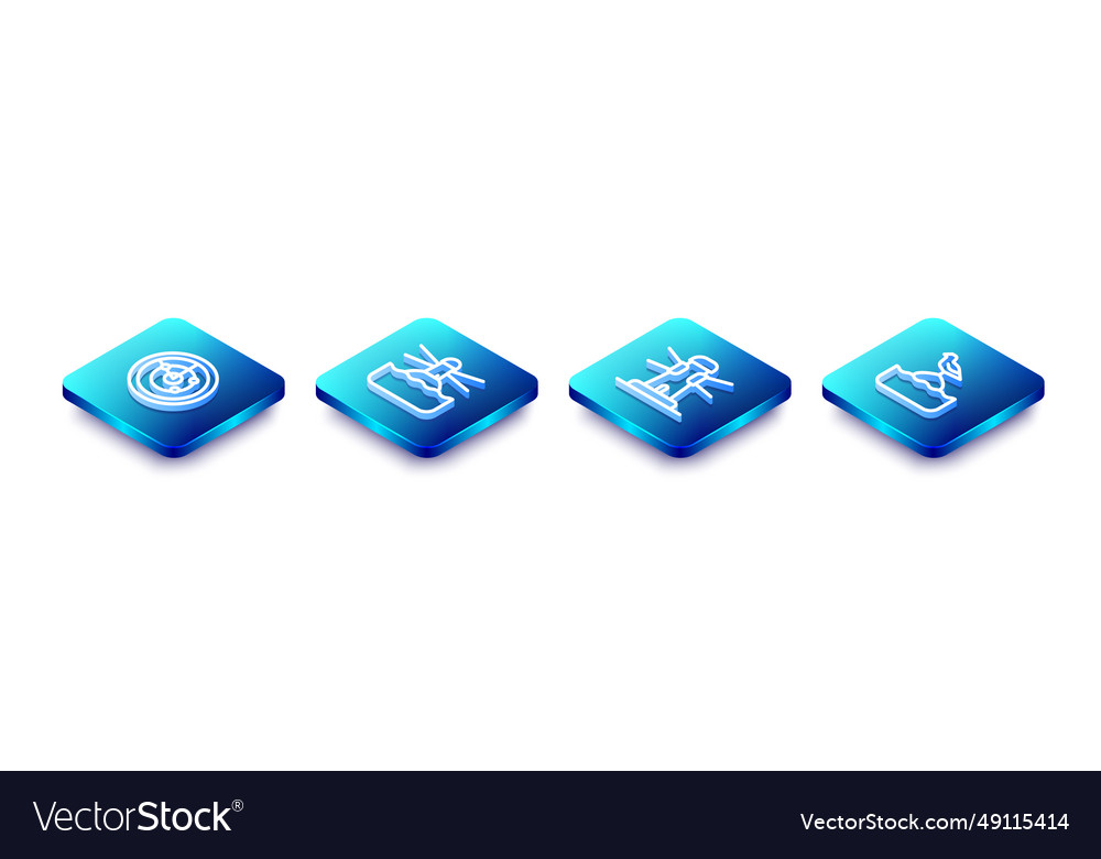 Set isometric line radar with targets lighthouse vector image Set isometric line radar with targets lighthouse