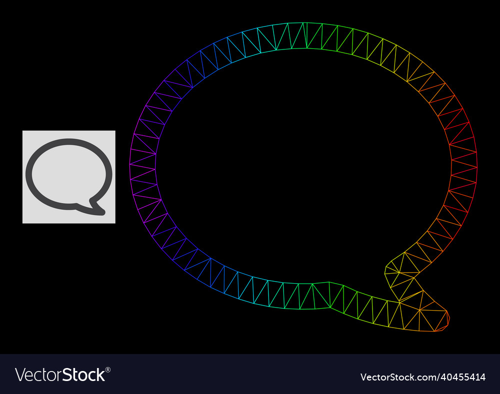 Spectrum gradient polygonal net message cloud icon