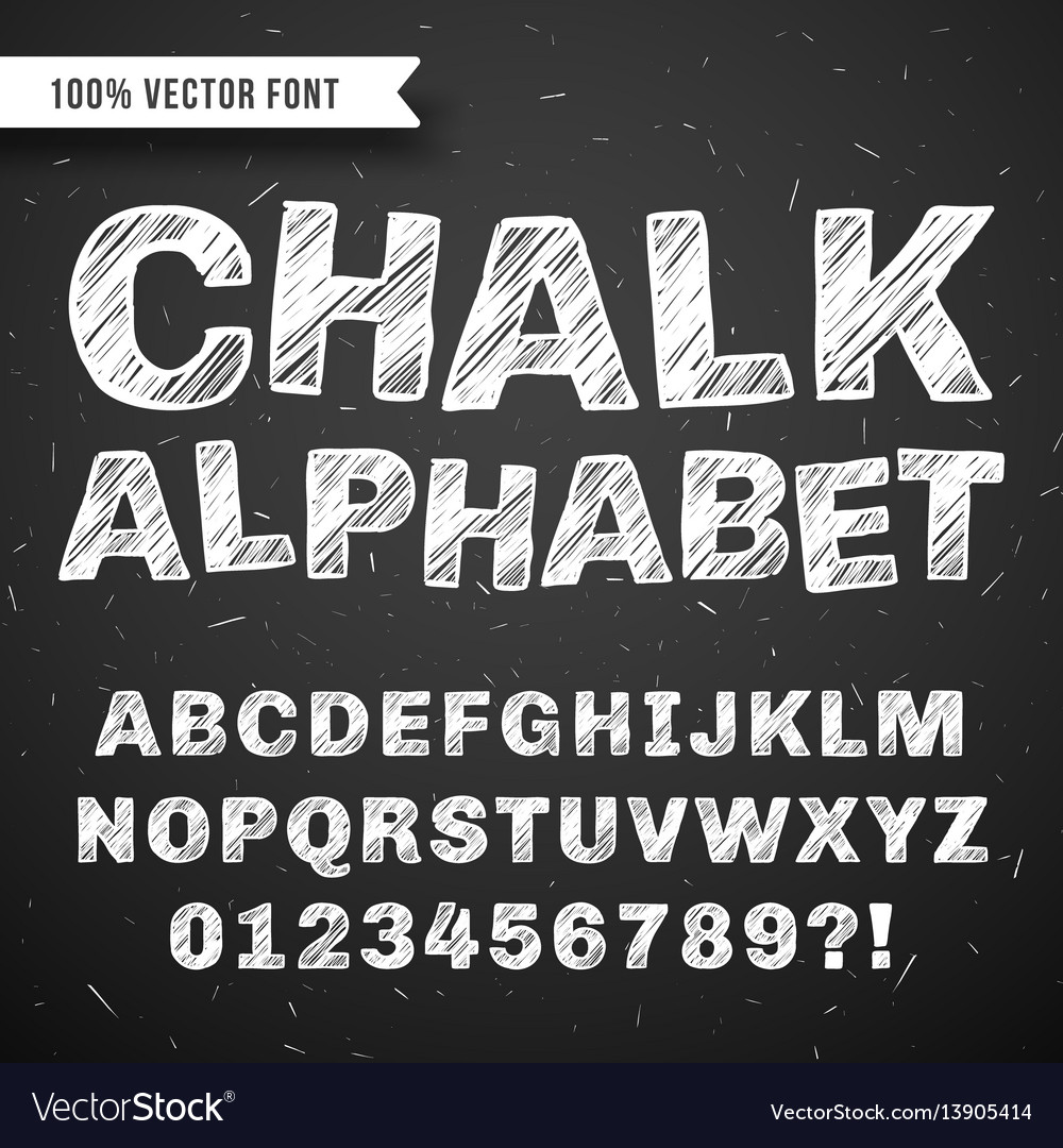 White chalk hand drawing alphabet school Vector Image