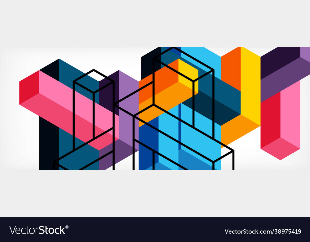 Abstract background 3d cubes cubic elements vector image Abstract background 3d cubes cubic elements