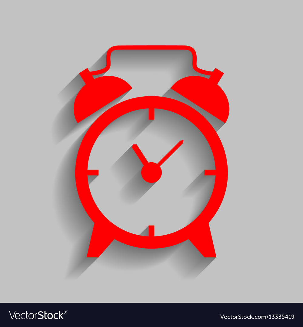Alarm clock sign red icon with soft